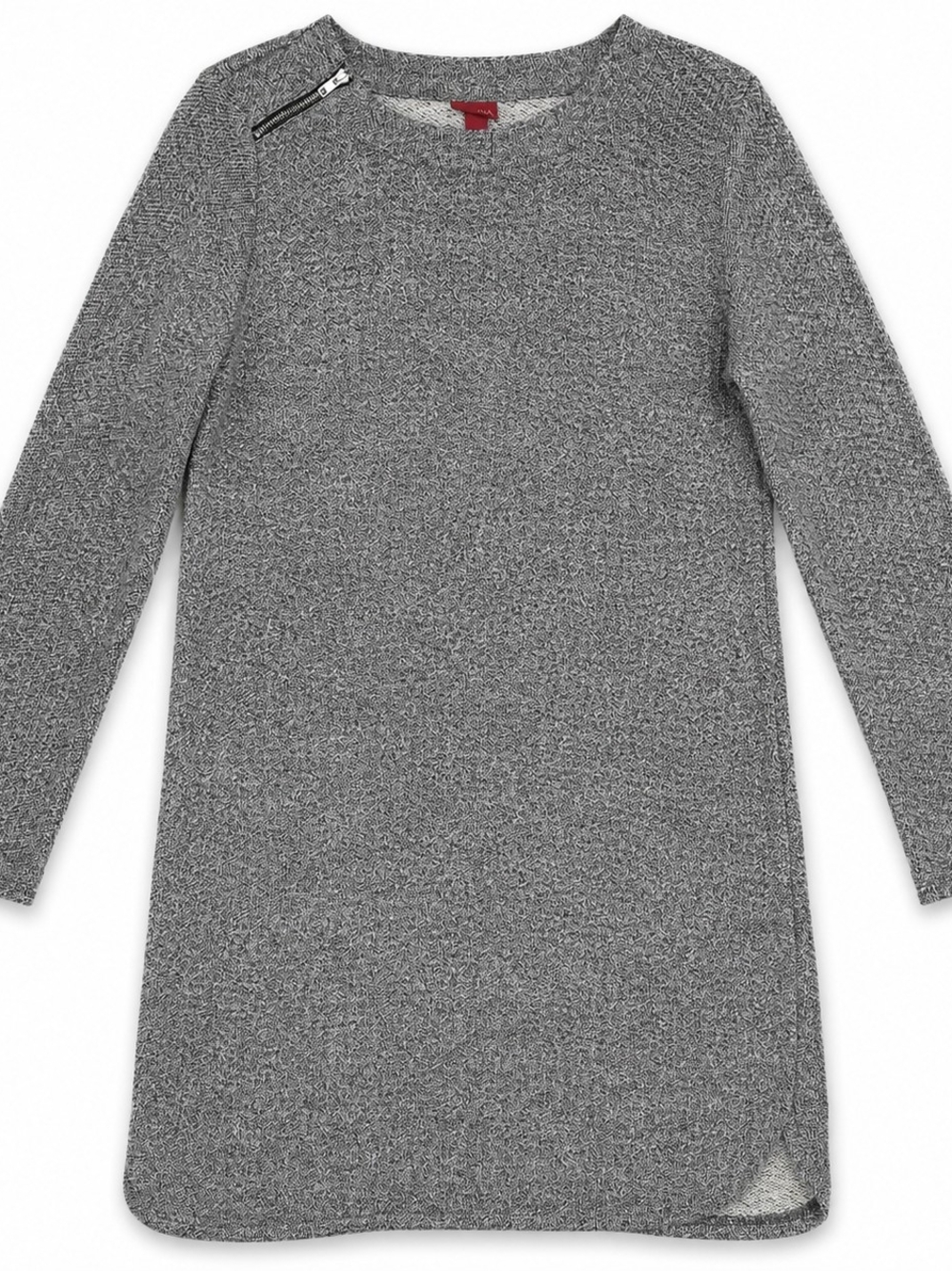 Merona Women’s Medium Gray Marled Sweatshirt Dress 3/4 Sleeve Shoulder Zip
